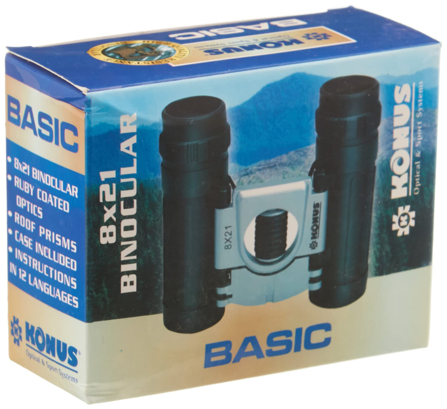 KONUS BASIC 8x21 Binocolo Tascabile con Finitura in Gomma, Zoom 8x21
