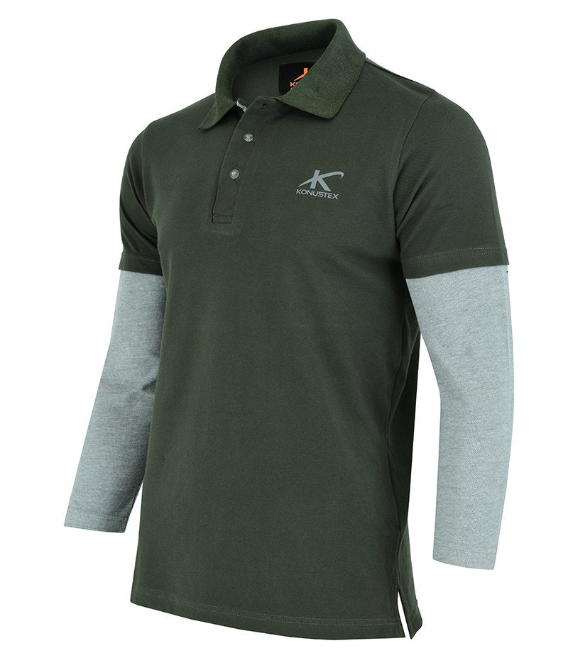 KONUSTEX UNITARY POLO L/S T-shirt maglia Polo Verde maniche lunghe - OnTheRoad.shop - KONUSTEX