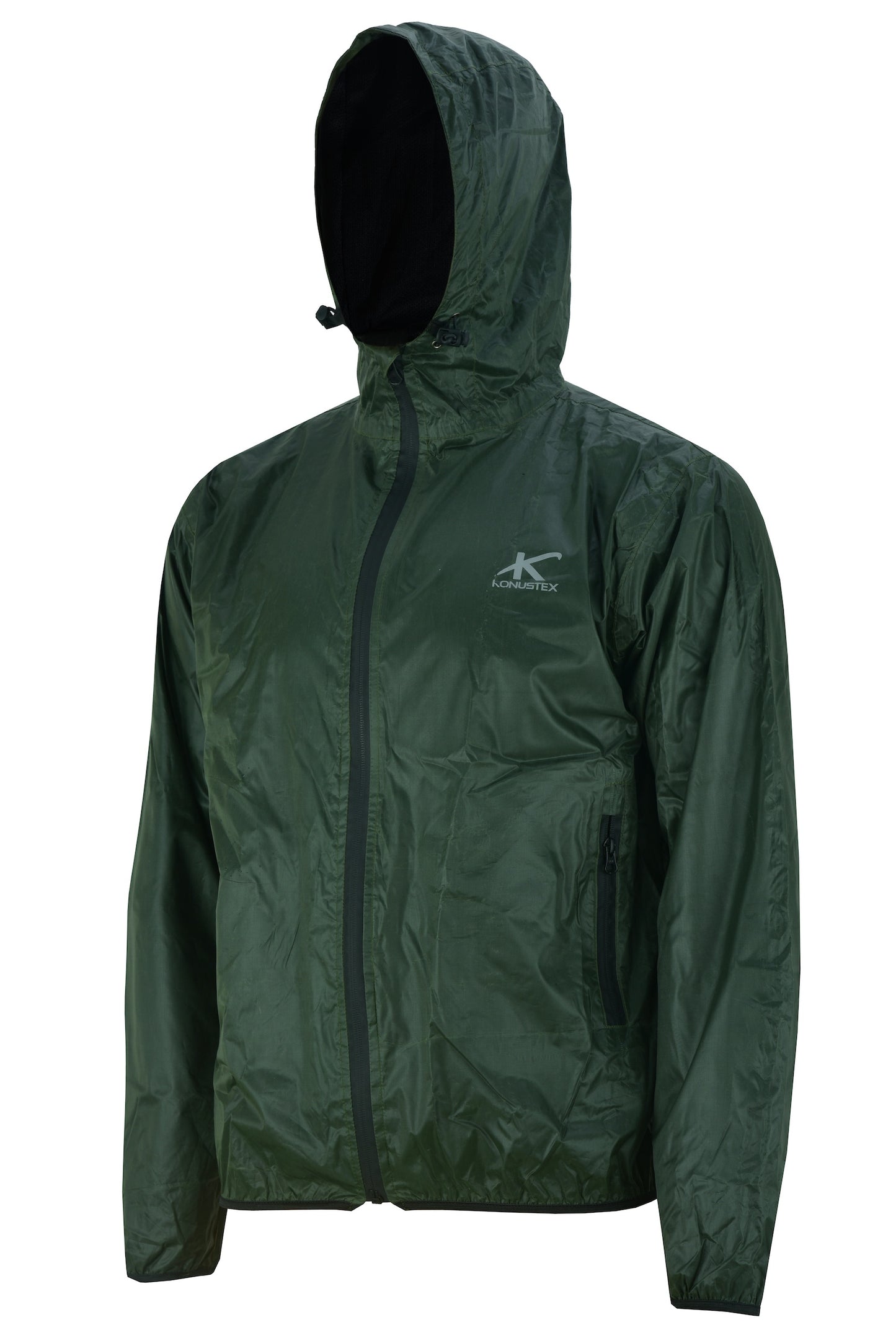 Lightweight green KONUSTEX AMODO hunting jacket, waterproof and rainproof 