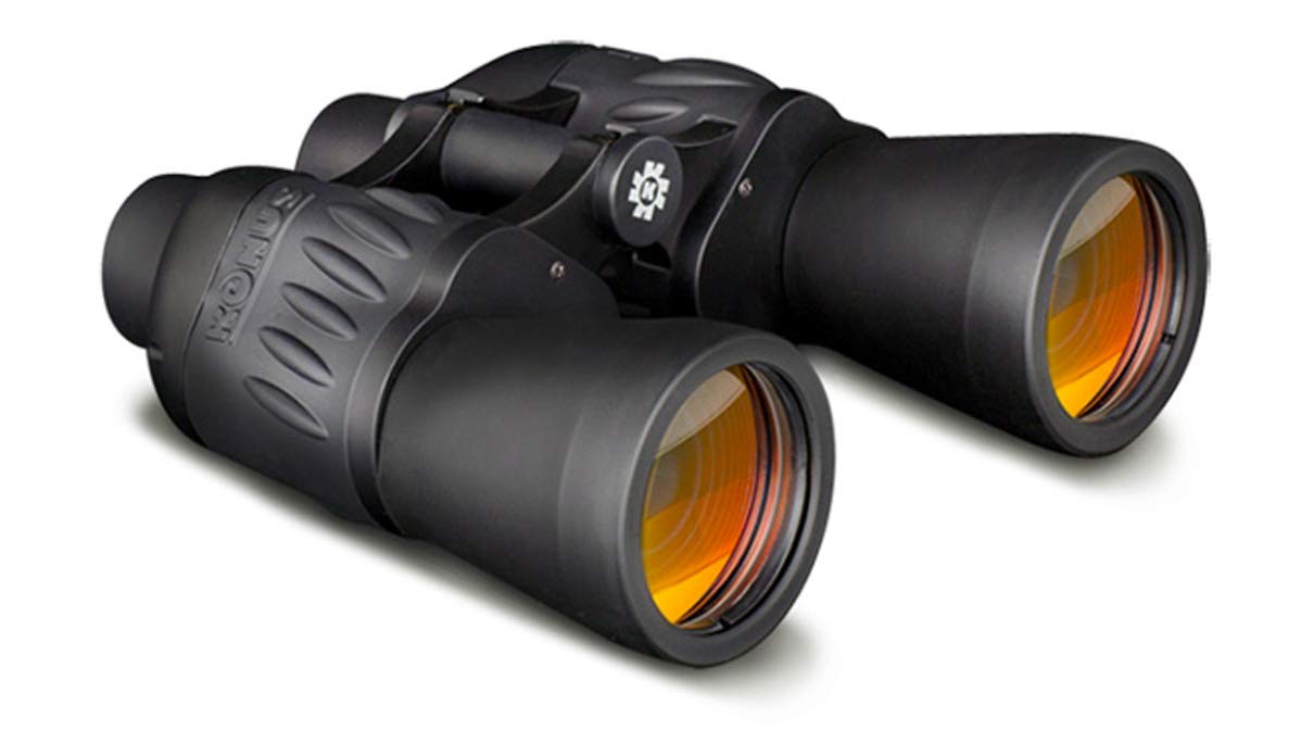 KONUS SPORTY 7x50 Binocolo Gommato Nero con Ottiche Rivestite in Rubino, Messa a Fuoco Costante, con Zoom 7x50