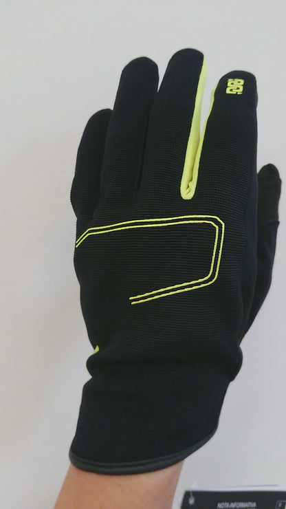 Guanti estivi OJ MINIMAL in tessuto, nero e giallo fluo