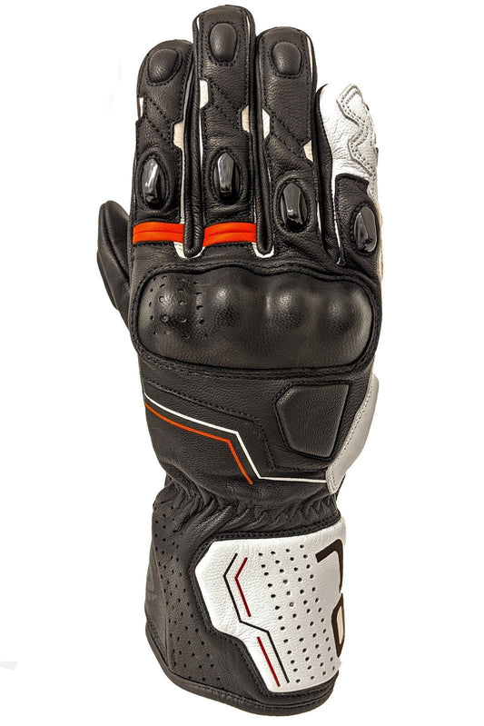 Guanti 4 stagioni OJ SLEEK in pelle con protezioni, nero bianco rosso - OnTheRoad.shop - OJ