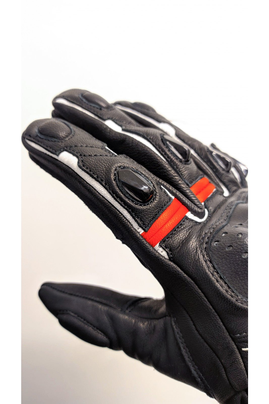 Guanti 4 stagioni OJ SLEEK in pelle con protezioni, nero bianco rosso - OnTheRoad.shop - OJ