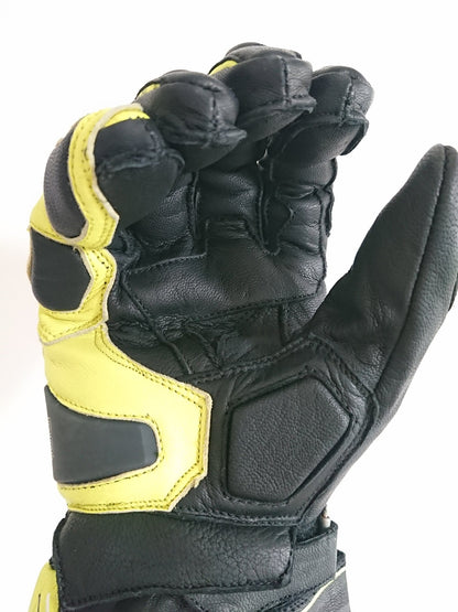 Guanti 4 stagioni OJ SLEEK in pelle con protezioni, nero giallo fluo - OnTheRoad.shop - OJ