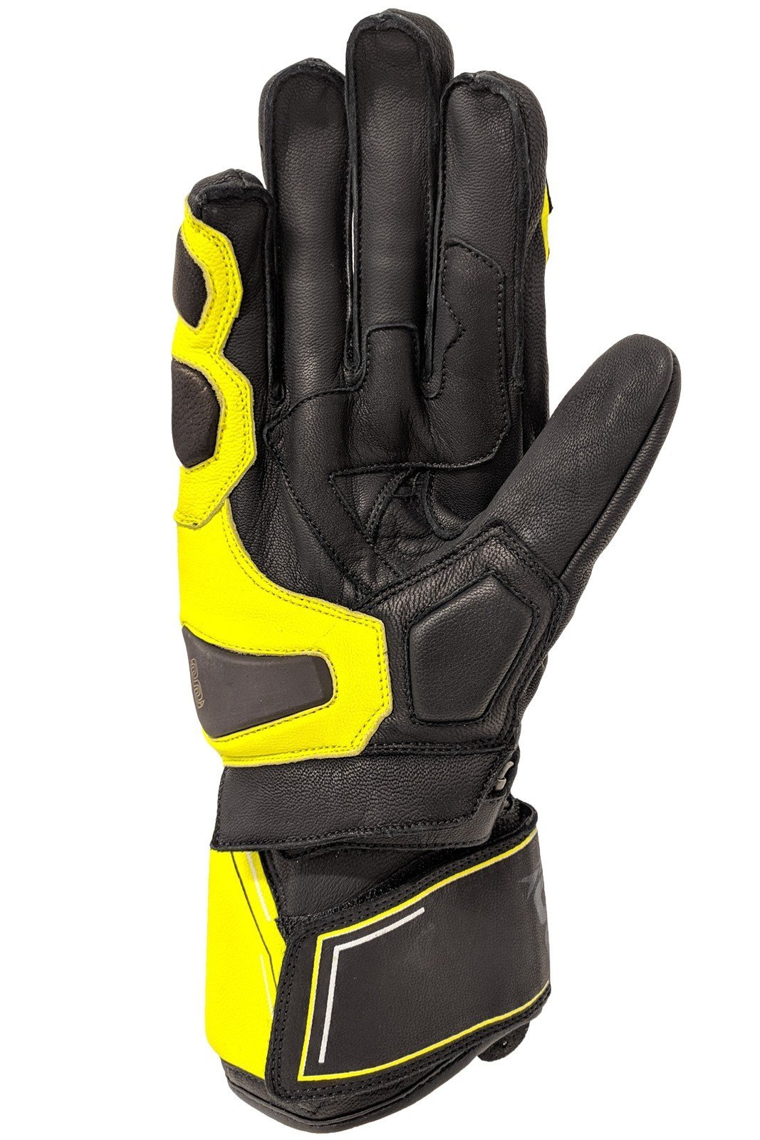 Guanti 4 stagioni OJ SLEEK in pelle con protezioni, nero giallo fluo - OnTheRoad.shop - OJ